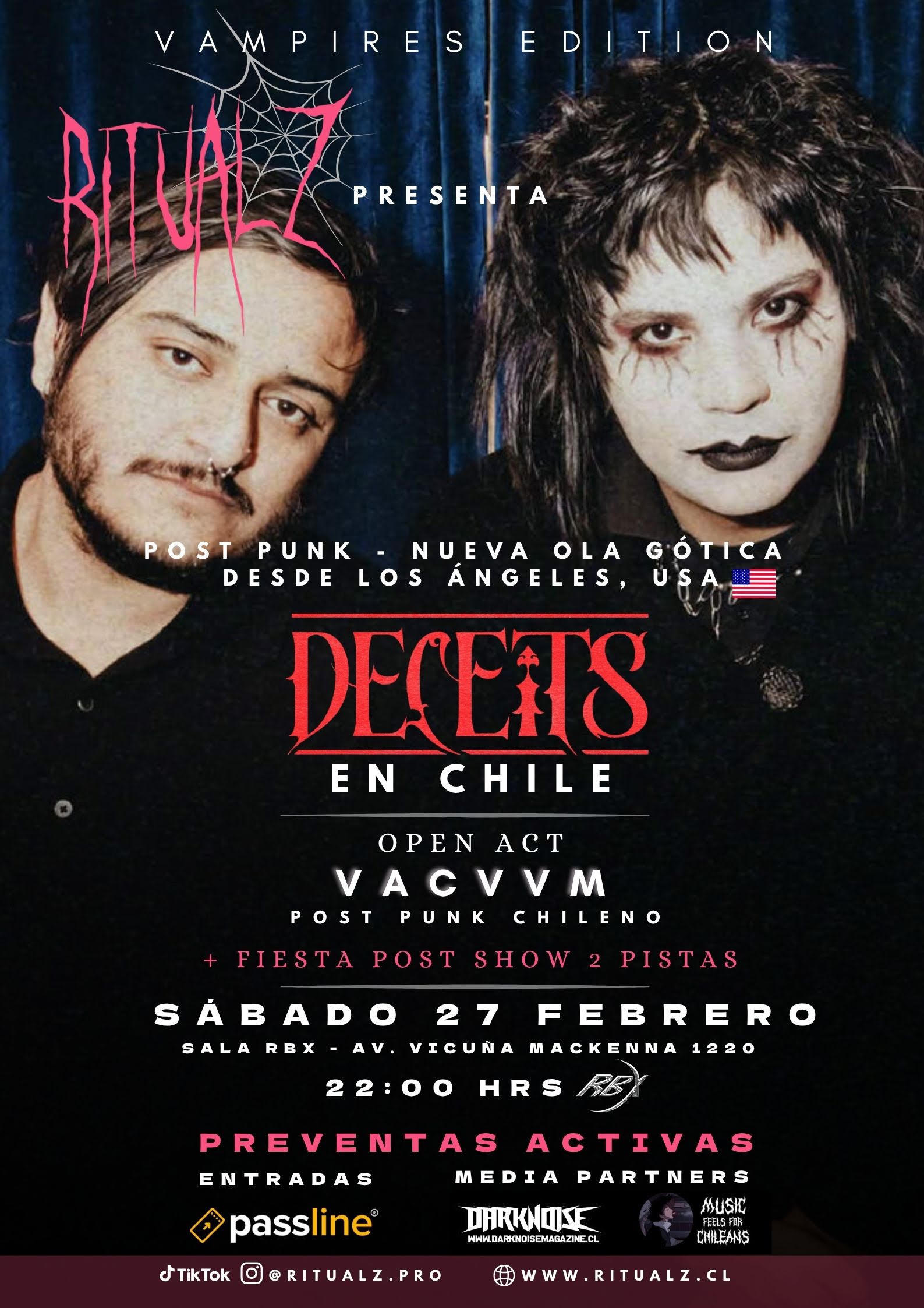 Post punk y gótico en vivo: DECEITS viene a Chile